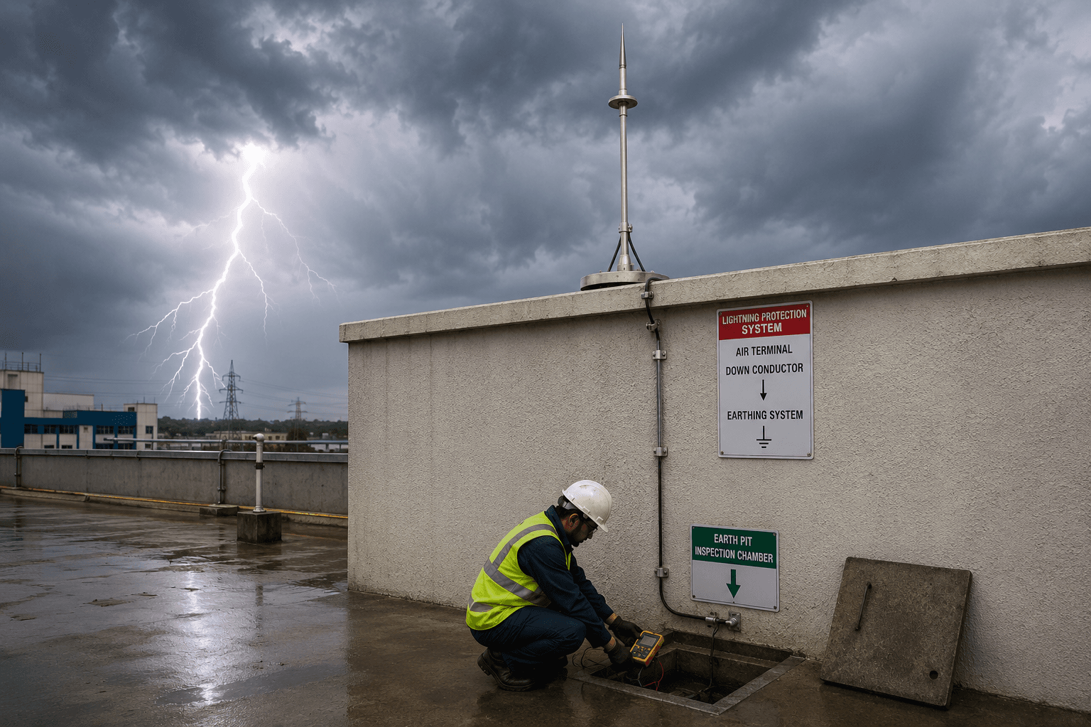 Lightning arrester and earthing risk assessment